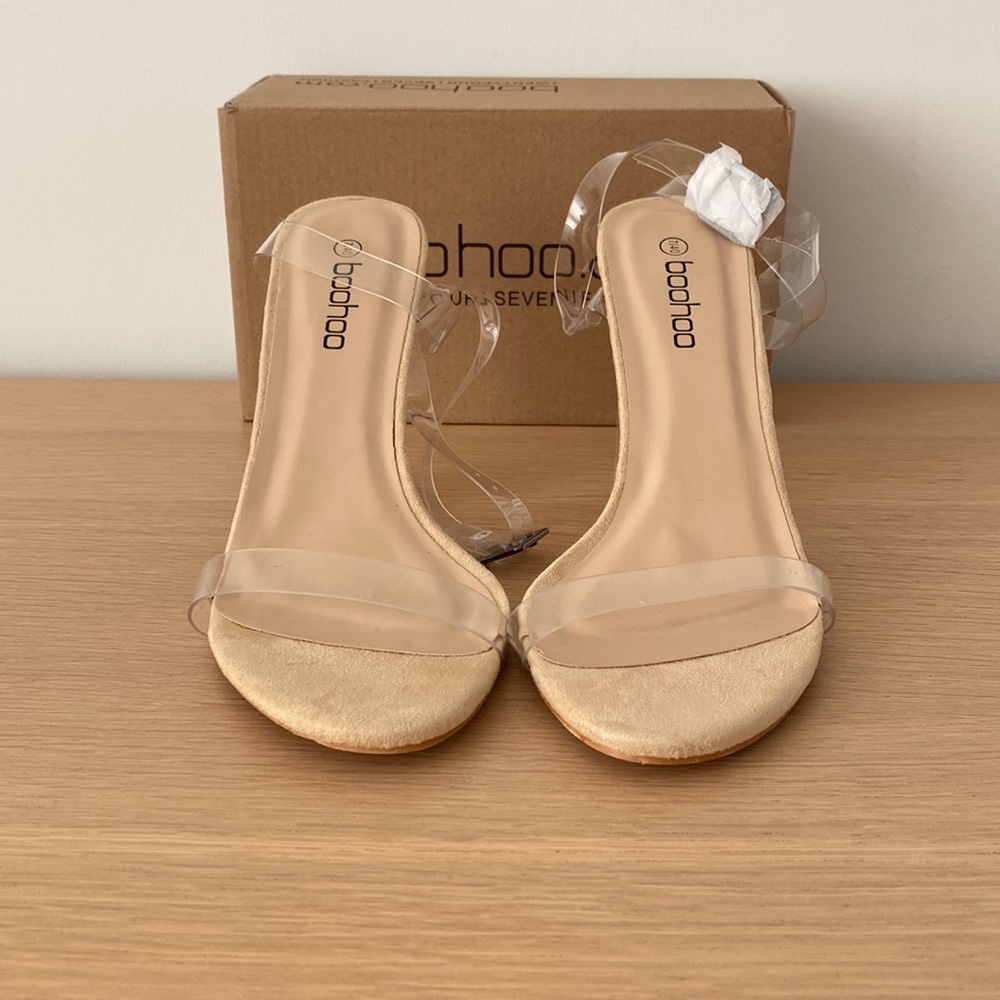 BOOHOO Wide Fit Clear Barely There Heels